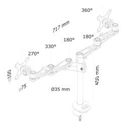 Bildschirm-Träger für den Tisch Neomounts FPMA-D935DG 10" 27"