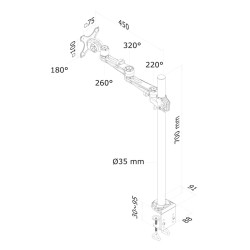 Bildschirm-Träger für den Tisch Neomounts FPMA-D935POLE70 10" 30"