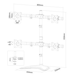 Bildschirm-Träger für den Tisch Neomounts NM-D335D4BLACK