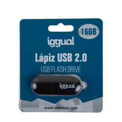 USB Pendrive iggual IGG318492 Schwarz USB 2.0 x 1