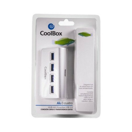 Hub USB CoolBox COO-HU4ALU3 Aluminium (4 Anschlüsse)