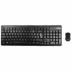 Tastatur mit Drahtloser Maus Nilox NXKMWE0001 Schwarz Qwerty Spanisch QWERTY