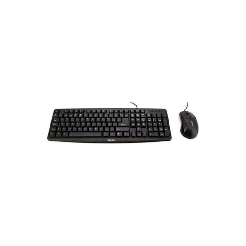 Tastatur mit Maus iggual QWERTY USB Schwarz Qwerty Spanisch