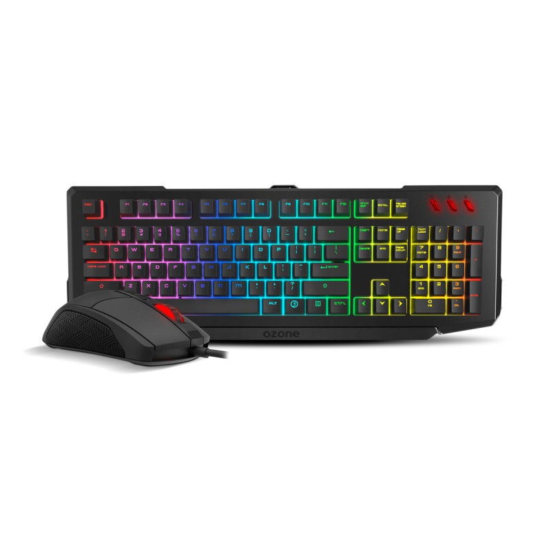 Tastatur und Gaming Maus OZONE Schwarz Qwerty Spanisch