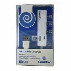 3-Port USB Hub CoolBox COO-H413 Weiß Schwarz 3600 W