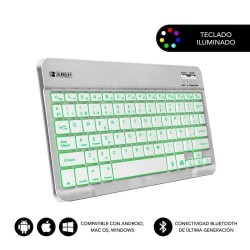 Bluetooth-Tastatur Subblim SUB-KBT-SMBL30 Bunt Silberfarben Qwerty Spanisch QWERTY