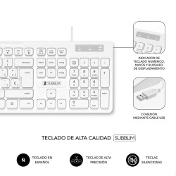 Tastatur Subblim SUBKBC0SSK51 Weiß Qwerty Spanisch