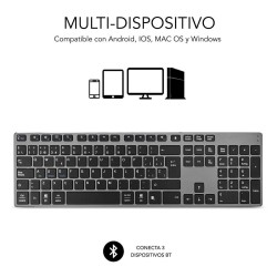 Drahtlose Tastatur Subblim SUB-KB-3ADE301 Grau Qwerty Spanisch QWERTY Bluetooth 3.0