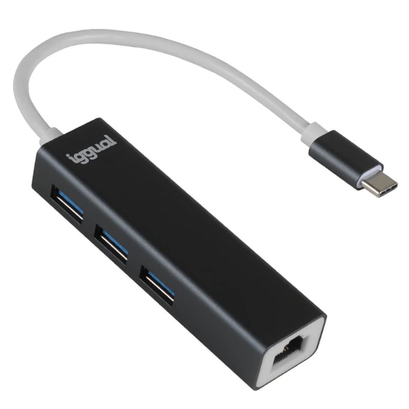 Hub USB-C iggual IGG319253 Schwarz Grau