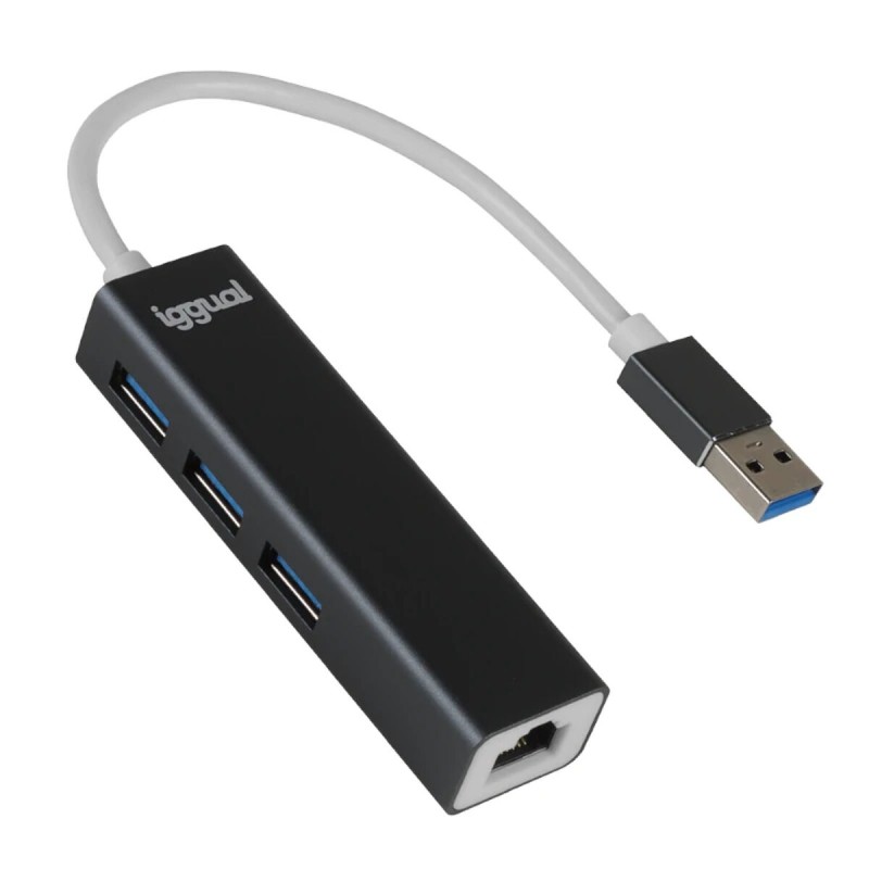 Hub USB iggual IGG319260 Schwarz Grau