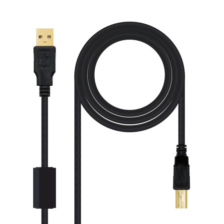 USB 2.0 A zu USB-B-Kabel NANOCABLE 10.01.1202 Schwarz 2 m