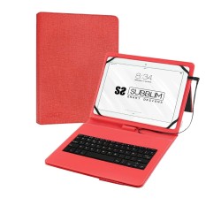 Hülle für Tablet und Tastatur Subblim SUB-KT1-USB002 10.1" Rot Qwerty Spanisch QWERTY