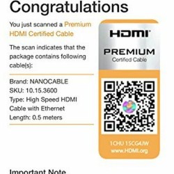 HDMI Kabel NANOCABLE HDMI V2.0, 0.5m 10.15.3600 V2.0 4K 0,5 m