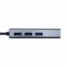Hub USB Aisens Conversor USB 3.0 a ethernet gigabit 10/100/1000 Mbps + Hub 3 x USB 3.0, Gris, 15 cm