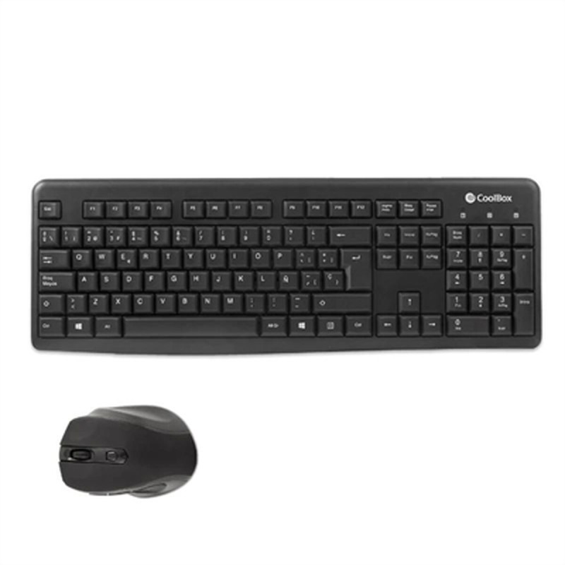 Tastatur mit Maus CoolBox COO-KTR-02W Qwerty Spanisch Schwarz Wireless