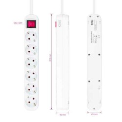 Regel NANOCABLE Regleta de enchufes de 6 tomas con interruptor, 1.4 metros Blanca