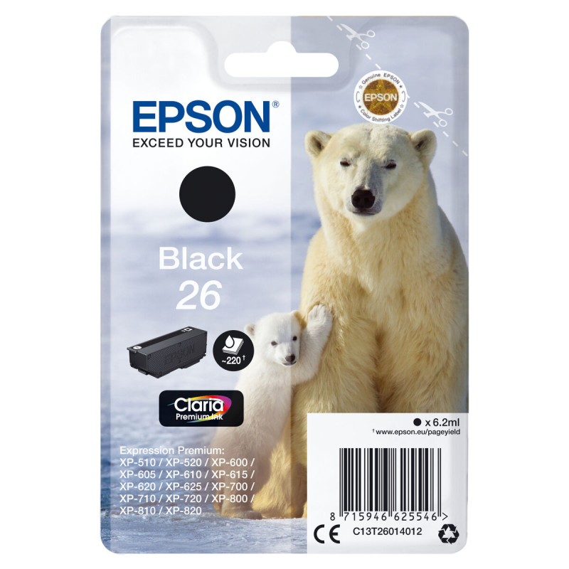 Original Tintenpatrone Epson C13T26014012 Schwarz