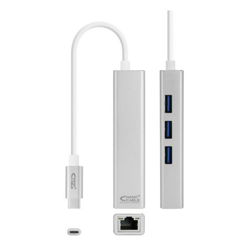 USB 3.0 zu Gigabit Ethernet Umformer NANOCABLE 10.03.0404 Silberfarben